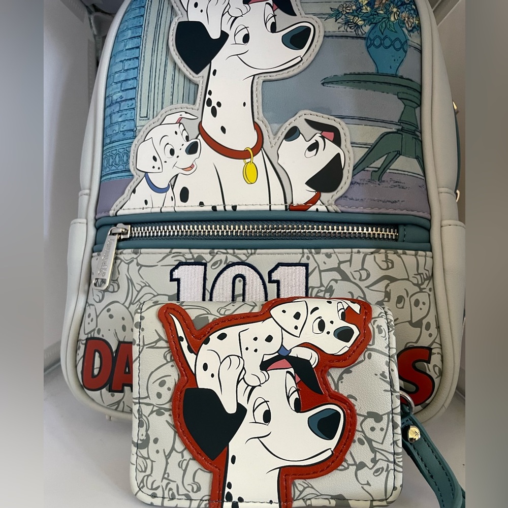 NWT. RARE 101 Dalmatians Disney Loungefly Backpack and Wallet.